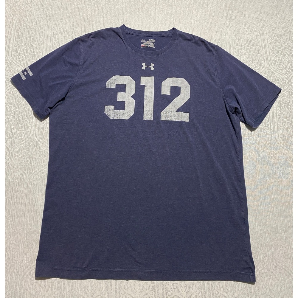 Under Armour Chicago 312 Area Code HeatGear T-Shirt Mens XL Navy Blue 1273463
